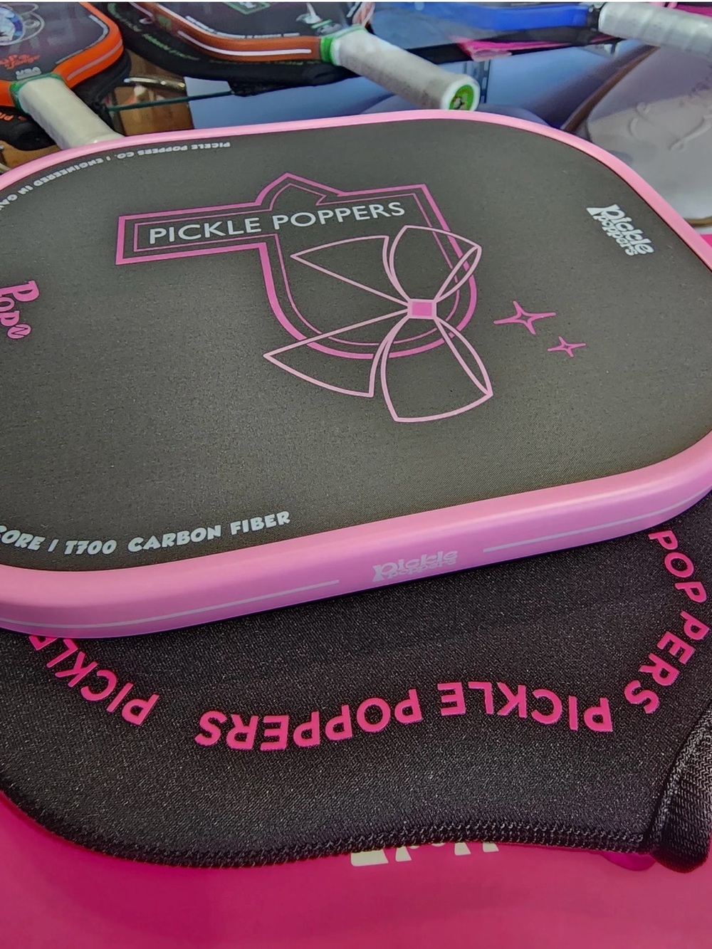 Pickle Poppers Pink Carbon Fiber Pickleball Paddle